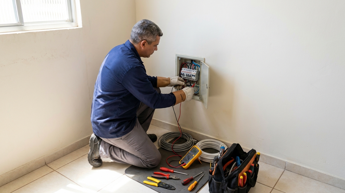 Eletricista em atendimento residencial em Contagem-MG